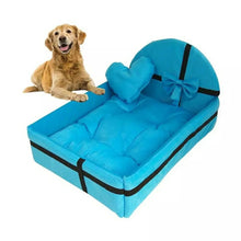 Load image into Gallery viewer, Blue Plush Cushion Pet Bed