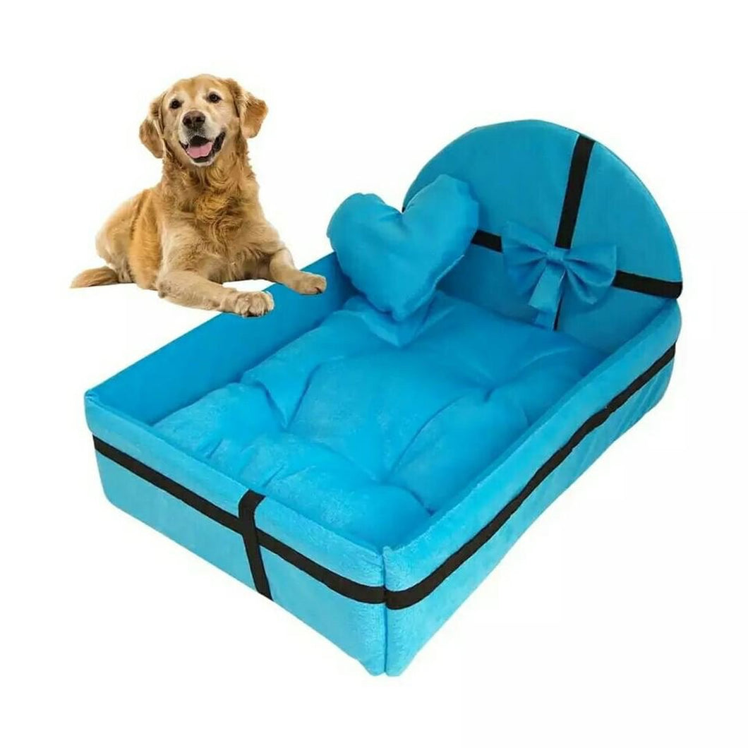 Blue Plush Cushion Pet Bed